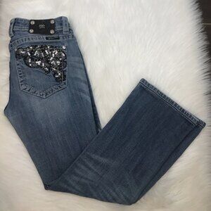 Miss Me Jeans Mid Rise Bootcut 30 x 27" Medium Wash Denim Embellishments Cowgirl